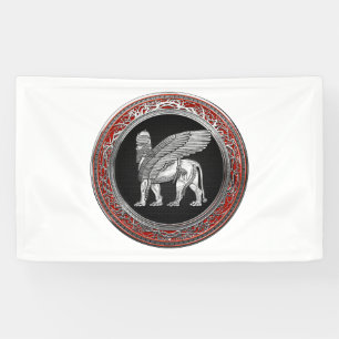 [220] Assyrian Winged Lion - Silver Lamassu Banner