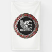 [220] Assyrian Winged Lion - Silver Lamassu Banner (Vertikal)