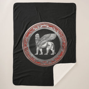 [220] Assyrian Winged Lion - Silver Lamassu Sherpadecke