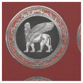 [220] Assyrian Winged Lion - Silver Lamassu Stoff (Nahaufnahme)