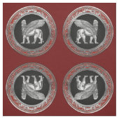[220] Assyrian Winged Lion - Silver Lamassu Stoff (Muster)