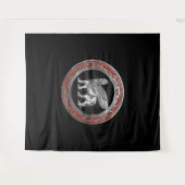 [220] Assyrian Winged Lion - Silver Lamassu Wandteppich (Vorderseite (Horizontal))