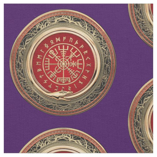 [220] Vegvisir - Viking Gold Magic Runic Compass Stoff (Nahaufnahme)