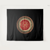 [220] Vegvisir - Viking Gold Magic Runic Compass Wandteppich (Vorderseite (Horizontal))