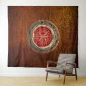 [220] Vegvisir - Viking Gold Magic Runic Compass Wandteppich (Beispiel (Horizontal))