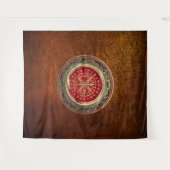 [220] Vegvisir - Viking Gold Magic Runic Compass Wandteppich (Vorderseite (Horizontal))