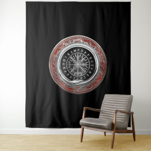 [220] Vegvisir - Viking Silver Magic Runic Compass Wandteppich