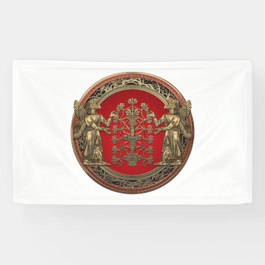 [220] Zwei goldene Ninurtas mit Baum des Lebens Banner (Horizontal)