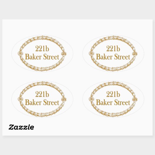 221b Baker Street Ovaler Aufkleber (Blatt)