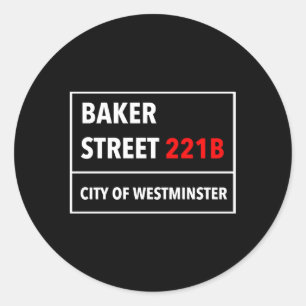 221B-Street Baker Stil einer Londoner Straße UK W1 Runder Aufkleber