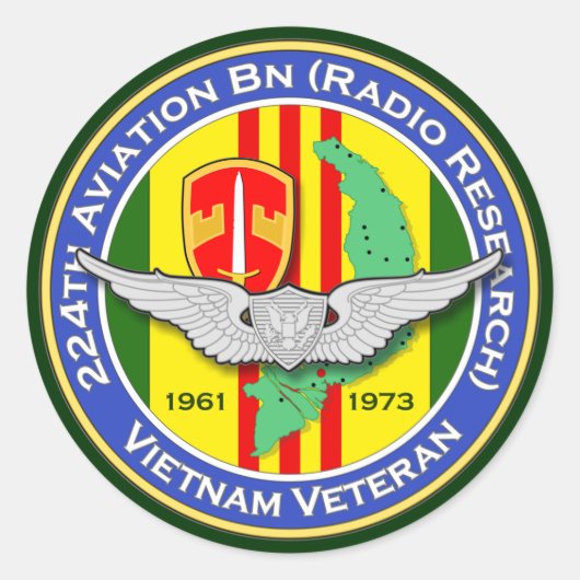 224. Avn Bn RR 2b - ASA Vietnam Runder Aufkleber (Vorderseite)