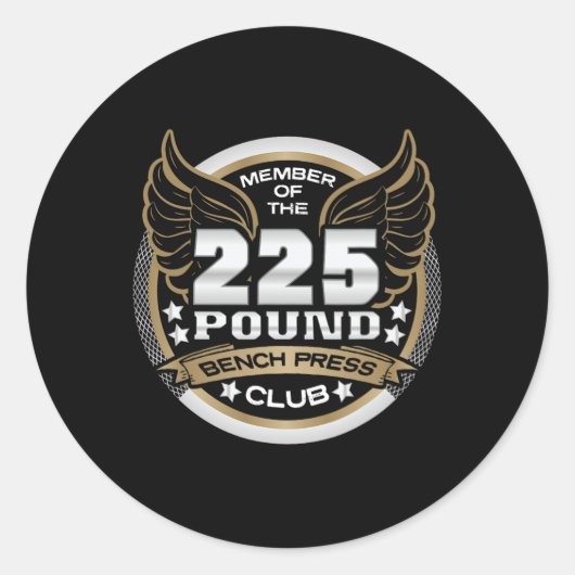 225 Pound Bench Press Club For Powerlifter Weightl Runder Aufkleber (Vorderseite)