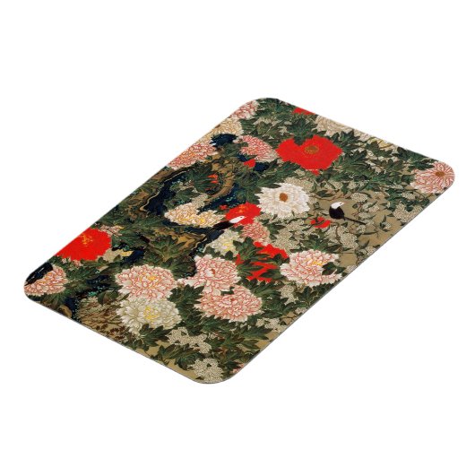 22. 牡 丹 小 図, 若 冲 Peonies & Small Birds, Jakuchū Magnet (Linke Seite)