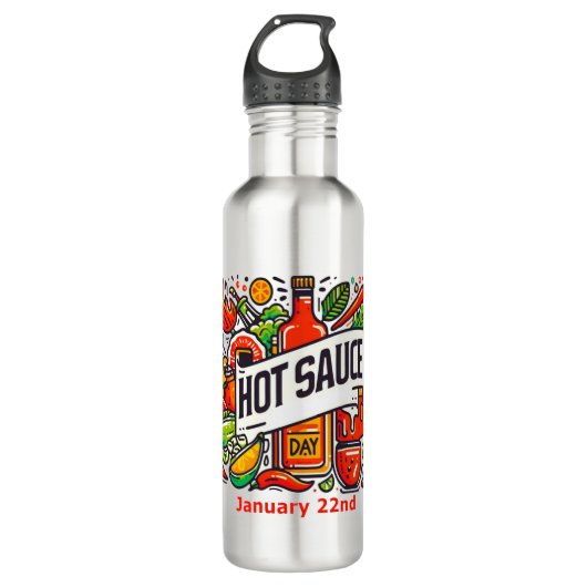 22.01. - Hot Sauce Day Edelstahlflasche (Vorderseite)