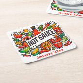 22.01. - Hot Sauce Day Rechteckiger Pappuntersetzer (angewinkelt)