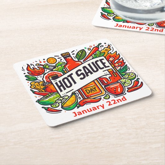 22.01. - Hot Sauce Day Rechteckiger Pappuntersetzer (angewinkelt)