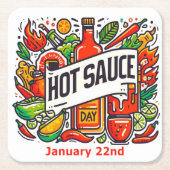 22.01. - Hot Sauce Day Rechteckiger Pappuntersetzer (Vorderseite)