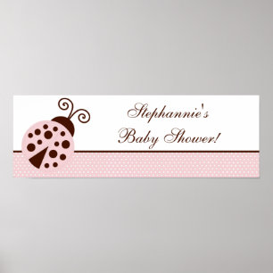22,5"x19cm Personalisiertes Banner Rosa Marienkäfe Poster