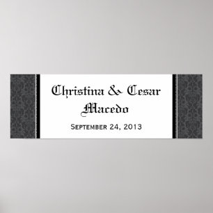 22,5"x7,5" Personalisiert Schwarz Graues Formgotik Poster