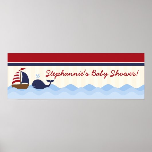 22,5"x7,5" Personalisierter Banner Ahoy Nautical W Poster (Vorne)