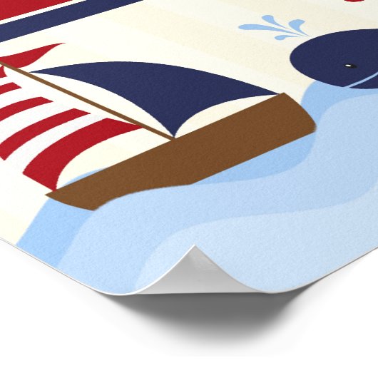 22,5"x7,5" Personalisierter Banner Ahoy Nautical W Poster (Ecke)