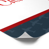 22,5"x7,5" Personalisierter Flug Blau/Rot Poster (Ecke)