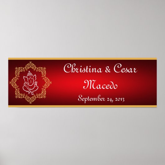 22.5"x7.5" Personalisierter Lord Ganesha/Hindu Red Poster (Vorne)