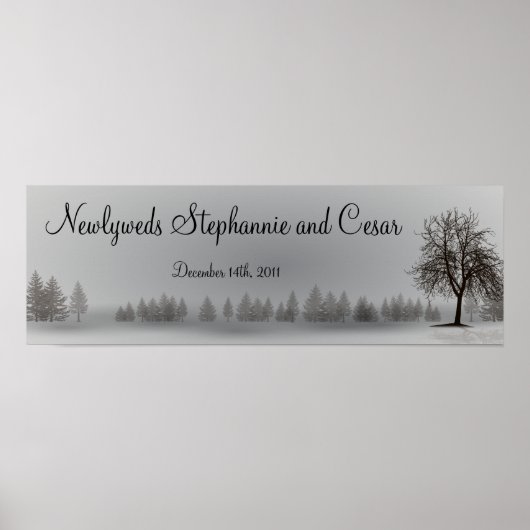 22,5"x7,5" Personalisiertes Banner Graue Winterbäu Poster (Vorne)