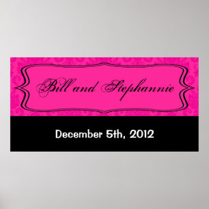 22,5"x7,5" Personalisiertes Banner Hot Pink Bla Da Poster