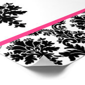 22,5"x7,5" Personalisiertes Banner Hot Pink Damask Poster (Ecke)