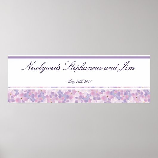 22,5"x7,5" Personalisiertes Banner Lila Hydrangea Poster (Vorne)