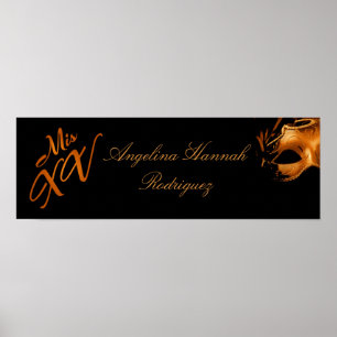 22,5"x7,5" Personalisiertes Banner Mis XV Orange Poster