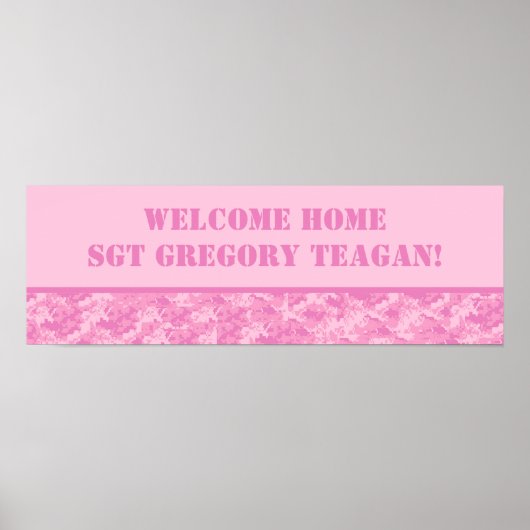 22,5"x7,5" Personalisiertes Banner Pink ARMY ACU C Poster (Vorne)