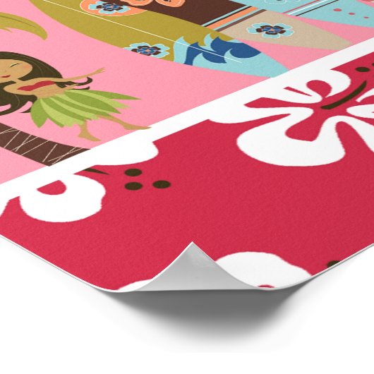 22,5"x7,5" Personalisiertes Banner Pink Hawaiian L Poster (Ecke)