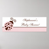 22,5"x7,5" Personalisiertes Banner Pink Ladybug Poster (Vorne)