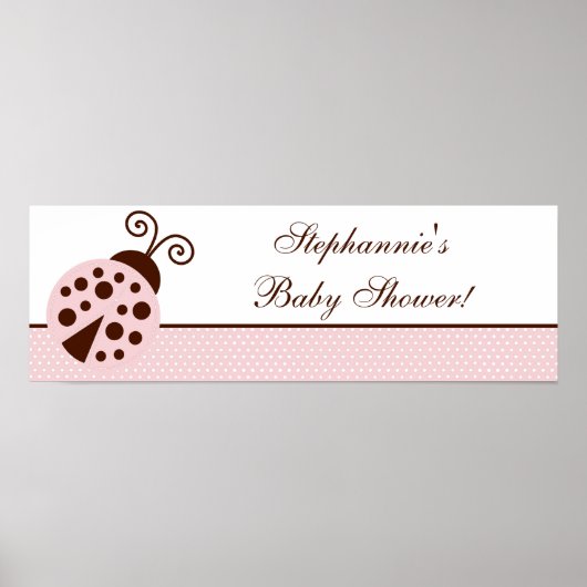 22,5"x7,5" Personalisiertes Banner Pink Ladybug Poster (Vorne)