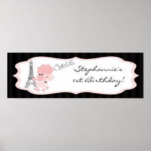 22,5"x7,5" Personalisiertes Banner Pink Poodle Par Poster