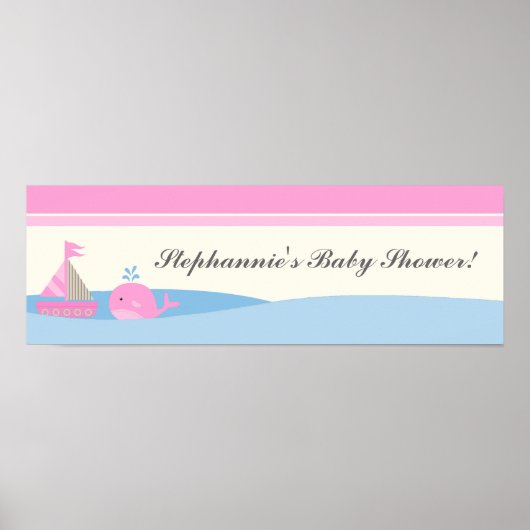 22,5"x7,5" Personalisiertes Banner rosa Wasserschi Poster (Vorne)