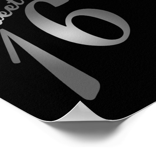 22,5"x7,5" Personalisiertes Banner Sweet 16 Silver Poster (Ecke)