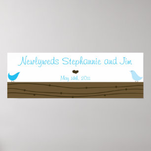 22,5"x7,5" Personalisiertes Banner Vögel lieben Poster