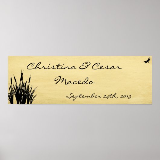 22,5"x7,5" Personalisiertes Cattail/Dragonfly Silh Poster (Vorne)