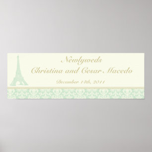 22,5"x 7,5" Personalisierter Banner Damask Paris Poster
