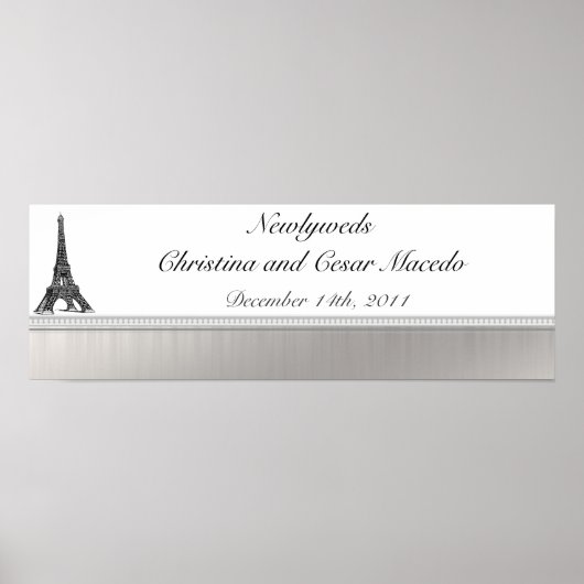 22,5"x 7,5" Personalisierter Banner Schwarzer Eiff Poster (Vorne)