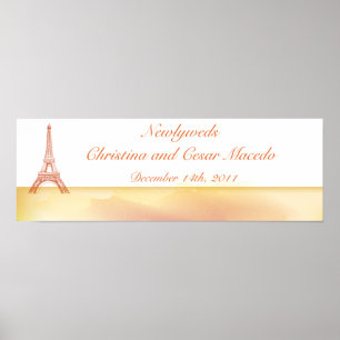 22,5"x 7,5" Personalisiertes Banner Paris Peach Poster