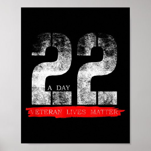 22 A Day Veteran Lives Suicide Awareness  Poster (Vorne)