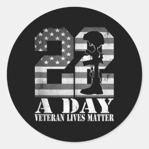 22 am Tag Veteran lebt Amerikanische Flagge Militä Runder Aufkleber