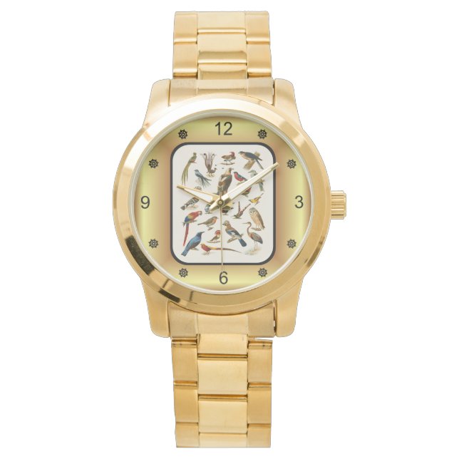 22 Arten exotischer Vögel ~ L. Prang & Co ~ Armbanduhr (Vorderseite)