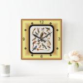 22 Arten exotischer Vögel ~ L. Prang & Co. Quadratische Wanduhr (Zuhause)