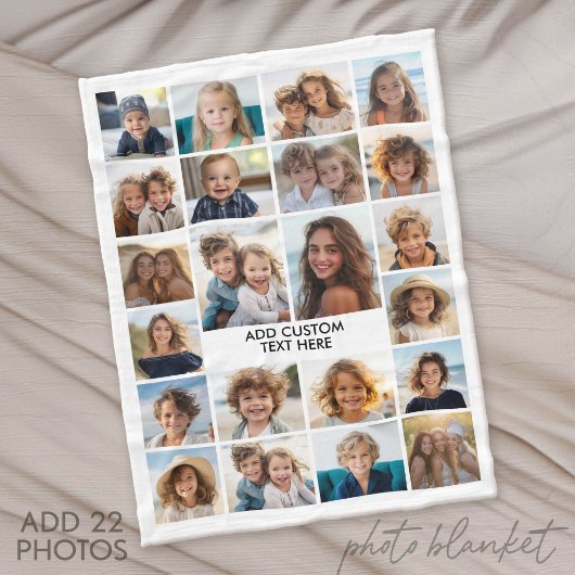 22 Foto-Collage - Weiß mit Text Fleecedecke