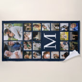 22 Foto-Familie oder Collage mit Text Navy Blue Strandtuch (Vorderseite)